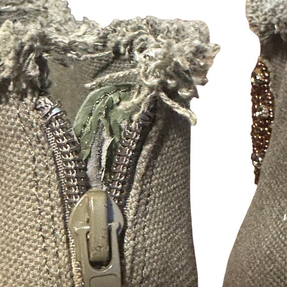 Betsey Johnson Denim Beaded Peep Toe Booties with Leopard Sole – Women’s Size 6 - Picture 7 of 7